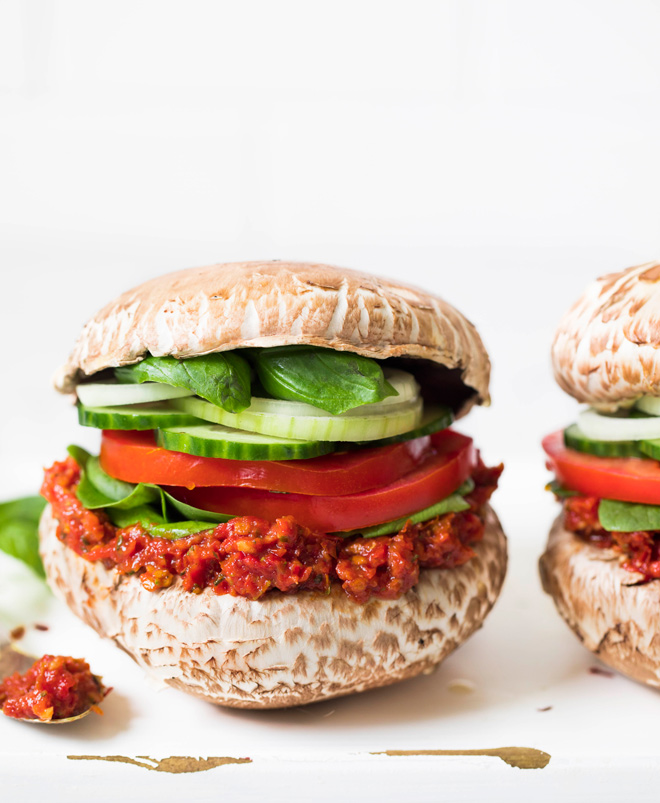 Raw Portobello Mushroom Burgers