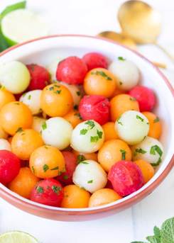 Melon Salad with Honey, Lime & Mint Dressing