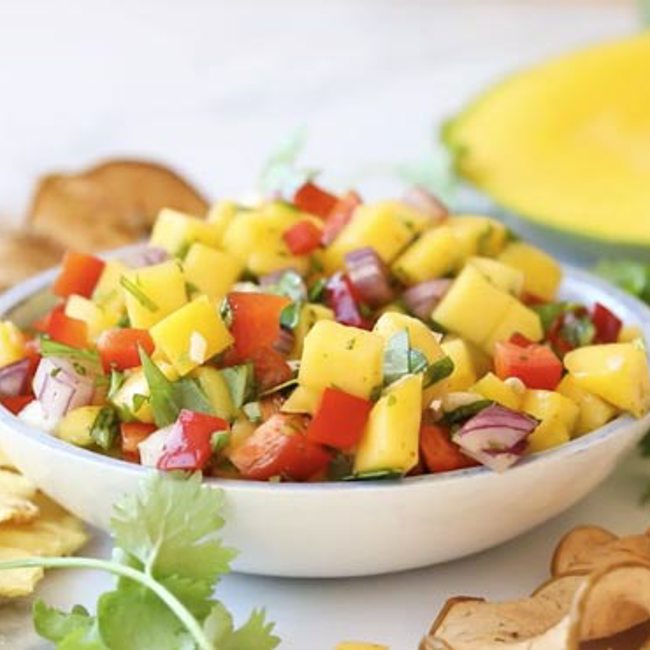 Pineapple & Apple Chips with Spicy Mango Salsa