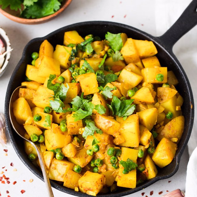 Curried Potato, Pea & Cilantro Hash