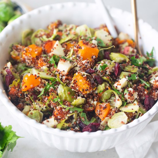 Warm Quinoa Brussels Sprouts Salad